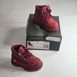 Timberland Toddler Size 5 Waterproof 6" Premium Dark Red Boots w/BOX
